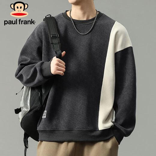 Paul Frank sweatshirt men's corduroy jacket men's spring and autumn loose casual tops men's gray blue XL