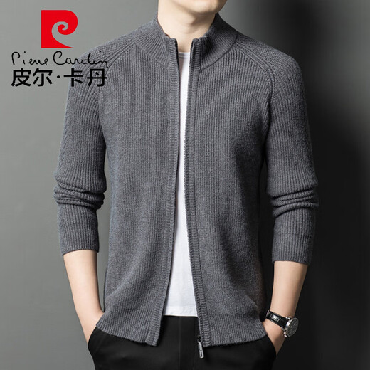 Pierre Cardin Cardigan Herren- und Winter-Reißverschluss-Standkragenpullover mittleren und jungen lässigen, gelegentlichen Striped Herren-Strickjacke gestrickt Camels 165/80A