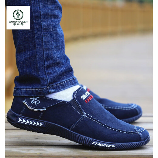 Woodpecker cloth shoes men's old Beijing cloth shoes 2025 summer new breathable non-slip canvas shoes spring and autumn dad casual shoes T 7-20 dark blue foot pedal 39