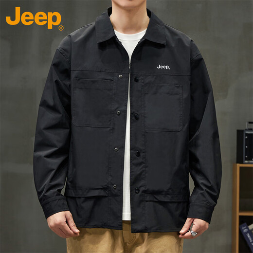 Jeep (JEEP) jacket men's autumn and winter loose workwear executive jacket men's trendy casual clothes men's black 2XL