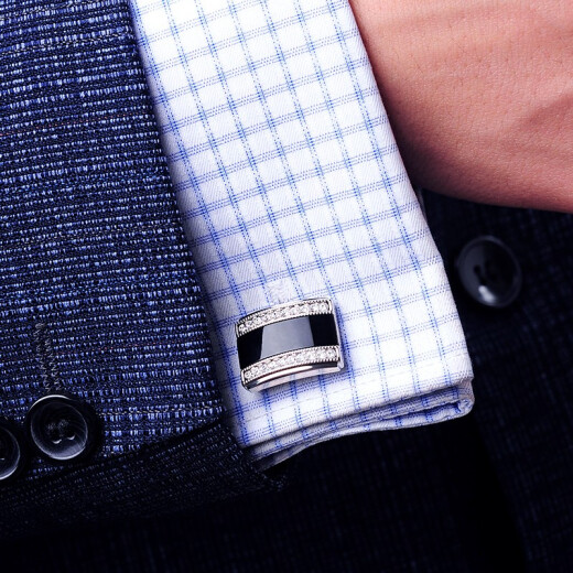 KFLK men's cufflinks French cuffs shirt sleeves high-end gift shirt buttons business cuff buttons versatile engraving custom gift box hardcover Cufflinks black