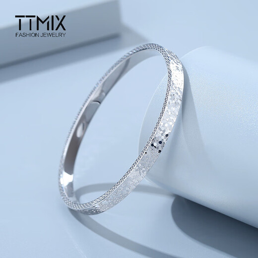 TTMIX pt950 platinum bracelet for women, crushed ice, sparkling platinum concubine bracelet, semi-solid bracelet, platinum 7.7-7.9g, inner diameter 52mm, width 3.2mm
