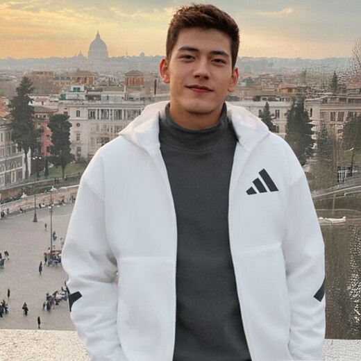 
Adidas men's and women's sportswear suits Spring new couple's casual and fashionable hooded jacket jacket top White shaped jacket/men's style/single-piece XS