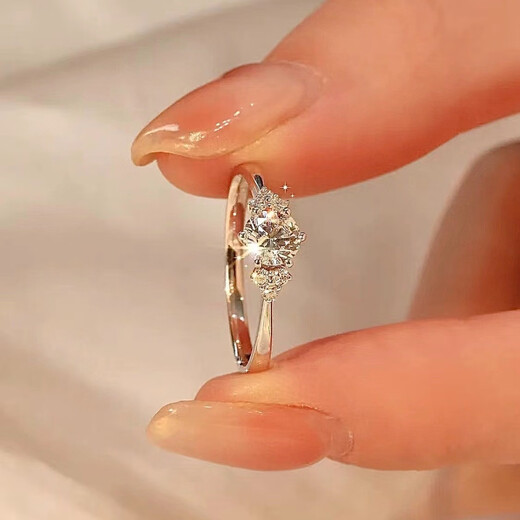 MZMZ platinum ring for women pt950 platinum engagement diamond ring Valentine's Day birthday gift for girlfriend and wife when/next day delivery - light luxury - brilliant three-stone diamond ring