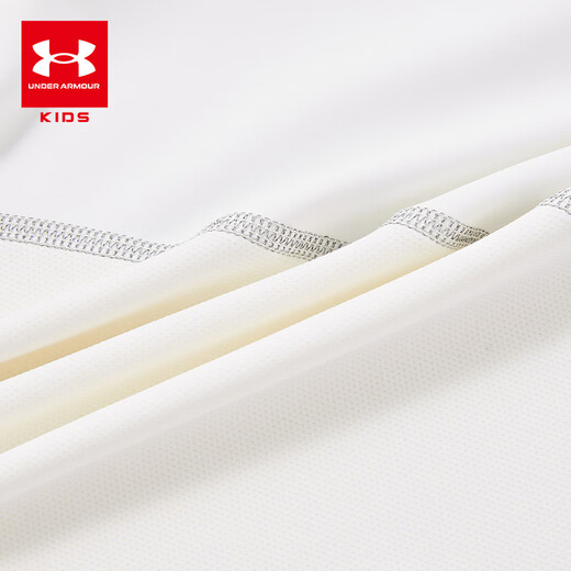 Under Armor children's long-sleeved T-shirt for men and women, spring and autumn breathable, moisture-absorbing, quick-drying sports training stand-up collar top 253303206 white 170