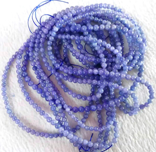 Chili natural tanzanite bracelet necklace raw stone bare stone tanzanite sapphire bracelet loose bead accessories no dyeing no baking color 3-3.5mm three circles
