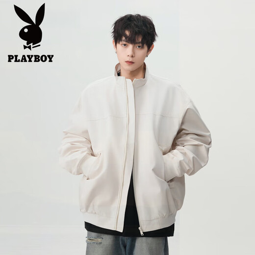 花花公子（PLAYBOY）美式cleanfit教练夹克男2025春秋轻量户外防泼水工装百搭立领外套 H1049-黑色 夹克 L 建议120-135斤