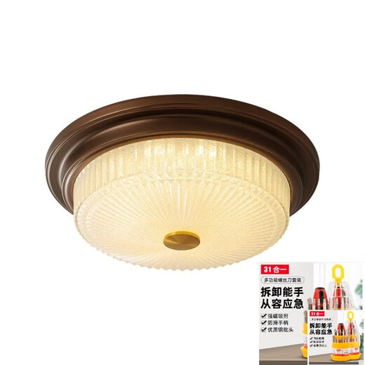 KOWSI美式吸顶灯卧室吸顶复古灯乡村过道书房灯欧式灯具led灯阳升级版 9923W C小号咖啡色 18b