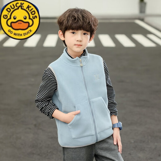 G.DUCKKIDS Hapiru children's vest spring and autumn boys' vest thickened autumn and winter polar fleece cardigan coat warm and trendy children's clothing navy blue 110 c