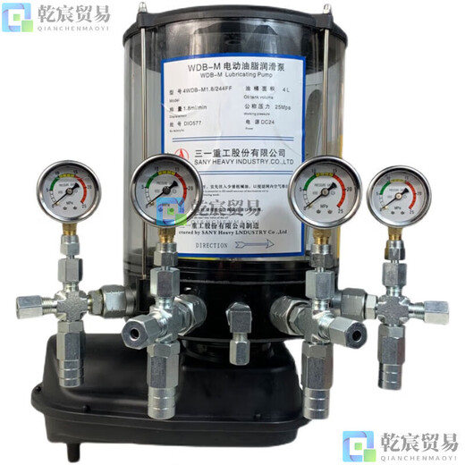 溥畔三一搅拌机站黄油泵四中联电动油脂润滑泵维东4WDBM12244F 三一款(4出口_4L_DC24V)
