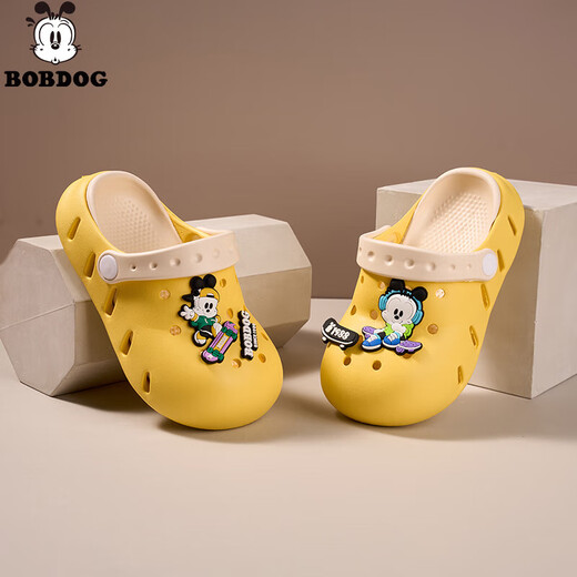 Babudou children's hole shoes 2025 summer new style men's and girls' sandals comfortable soft sole non-slip children's sandals HBL8012/yellow 20 cm long/suitable for 8 years old