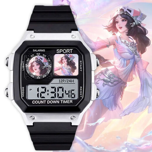 Честь Kings Xishi Small Square Waterpronation Watch Watch Electronic Watch Mute с будильницей ночной свет.