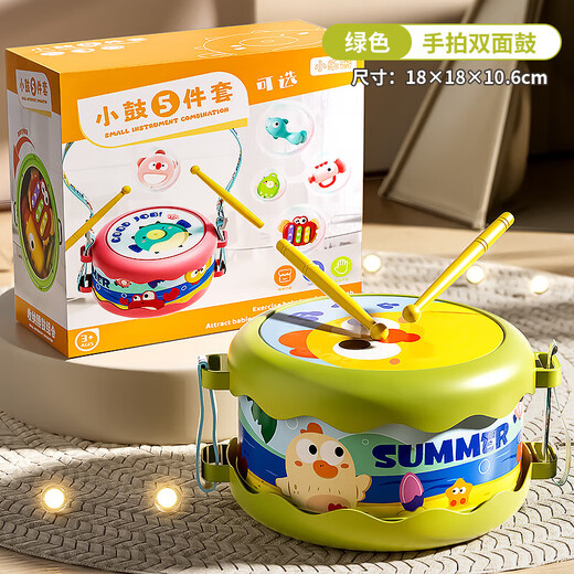 
Percussion instrument baby rattle drum beater drum beat baby kindergarten early education rattle drum waist drum rattle toy boy baby style - puzzle [double-sided drum] can be stored June 1st Children's Day early education rattle gift box