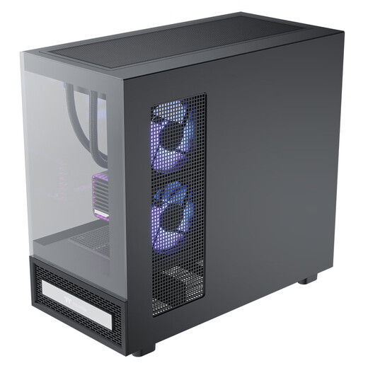 Thermaltake（Tt）钢影透S-M 海景房机箱 电脑主机 黑色（M-ATX主板/支持360水冷/9风扇位）
