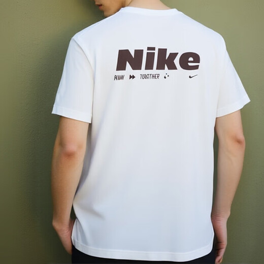 Nike (NIKE) short-sleeved T-shirt 2025 summer new HYVERSE DRI-FIT men's quick-drying half-sleeved round neck top White/burgundy/silver HV4882-100 quick-drying S