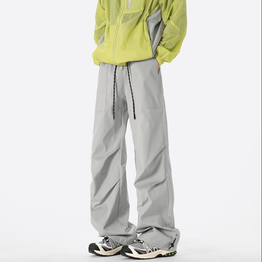 LOMBT outdoor mountaineering casual pants men's autumn sports loose and versatile waterproof quick-drying paratrooper pants LK59 light gray L