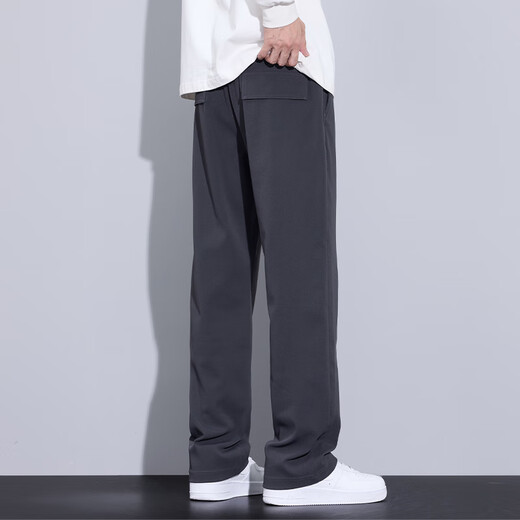 皮尔卡丹（pierre cardin）男士夏季薄款裤子冰丝凉感休闲裤男生宽松垂感阔腿男新款运动长裤 6623白色 M [建议90-110斤]