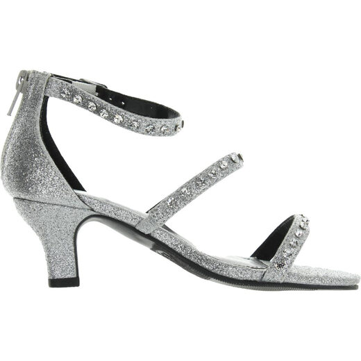 Steve Madden Girls' Shoes Dancer Heel Sandals, Silver Silver 3 Little Kid