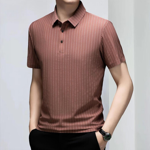 Danjun middle-aged and young father summer clothing Polo shirt for men 2025 summer thin middle-aged ice silk casual short-sleeved T-shirt for men 11167 dark gray 11167 dark gray 2XL 141-160Jin[Jin equals 0.5 kg]