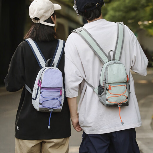 Xingxi outdoor backpack contrasting color mountaineering bag super retro light schoolbag light travel bag thin hiking backpack purple (small)