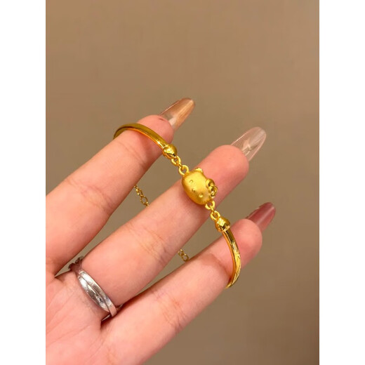 RSRDDY Old Phoenix Gold Store style gold-plated bracelet for women affordable fashion Hello Kitty half bracelet half chain bracelet bracelet temperament ty cat bracelet