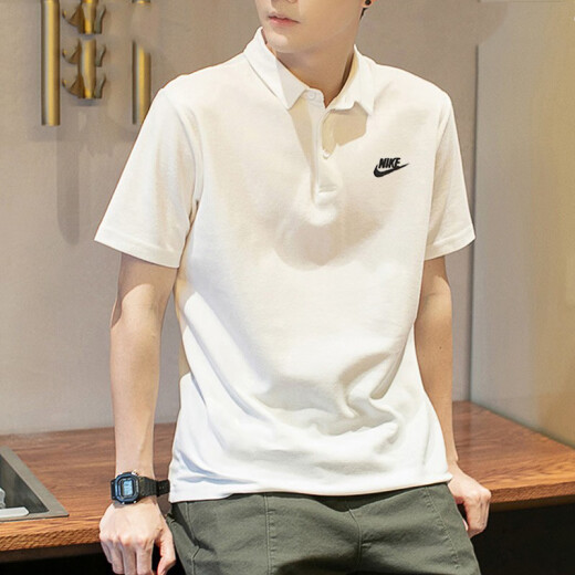 Nike (Nike) POlo Camisa Núplica Camiseta de solapa de negocios 2025 Spring Pure Cotton Sports Casual Breathable Short Sleas FN3895-100 S /100-120Jin [Jin equivale a 0.5 kg]