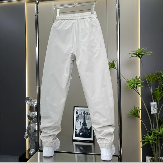 Feidi Sen Meng's pants for men's summer thin striped casual harem pants for boys loose and trendy versatile ties for men 683 off-white (summer thin style) 30 (recommended 105-120Jin [Jin equals 0.5 kg])