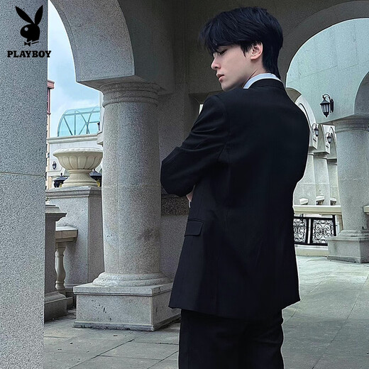 Playboy DK uniform Japanese men's black suit spring and autumn solid color graduation uniform casual formal suit jacket suit black suit only thin section M height 160-167CM, weight 95-115Jin Jin equals 0.5 kg