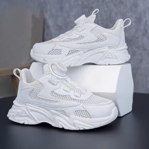 
Dr. Jiang's brand of children's white shoes for boys and girls' sports shoes 2025 new spring and summer mesh breathable white shoes running 9928 white single net <upgraded version> 31 inner length 19.2CM