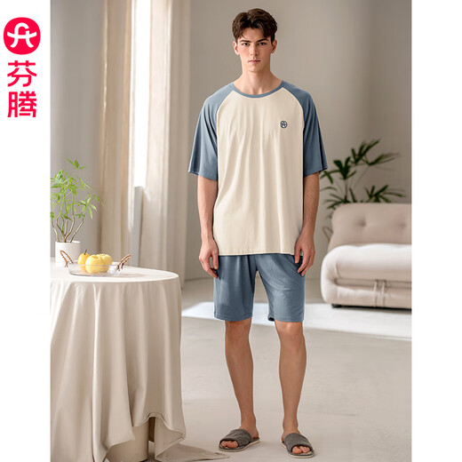 Fenton self-operated flagship store 25 new spring and autumn pajamas for men to wear outside Modal cotton antibacterial large size home clothes set
