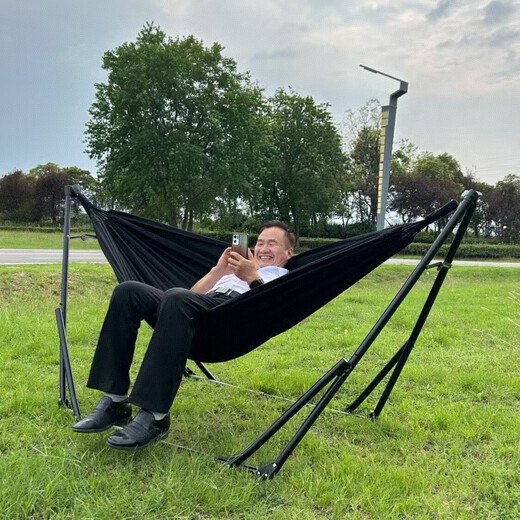 
Folding hammock bracket outdoor camping portable hanging chair for home indoor and outdoor anti-rolling children's swing lazy rocking chair color hammock (three-stage adjustment)