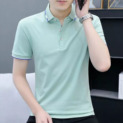 丨Lilang丨Brand gebrochener Code holt einfarbiges Revers Herren-Kurzarm-T-Shirt Business bügelfreies Freizeit-Top schlichtes Herren 2023 Anthrazit S50112024 2XL