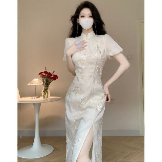UKUHPK Neuer chinesischer Stil modifiziertes Cheongsam Mädchen besticktes schlankes High-End-Kleid 9221 2xl