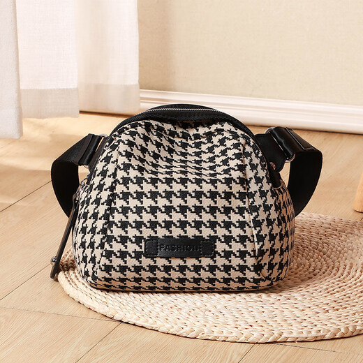 Cool Kangaroo Brand Bag 2025 Nouveau sac de coquille de noix d'été pour femmes Sac à toile tendance à la mode et polyvalente sac à bandoulière à une épaule Bag Black [Houndstooth]