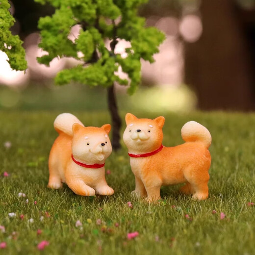 Gelun cartoon simulated puppy ornaments Corgi Teddy Shiba Inu doll micro landscape desktop decompression healing cute decoration Shiba Inu puppy 5