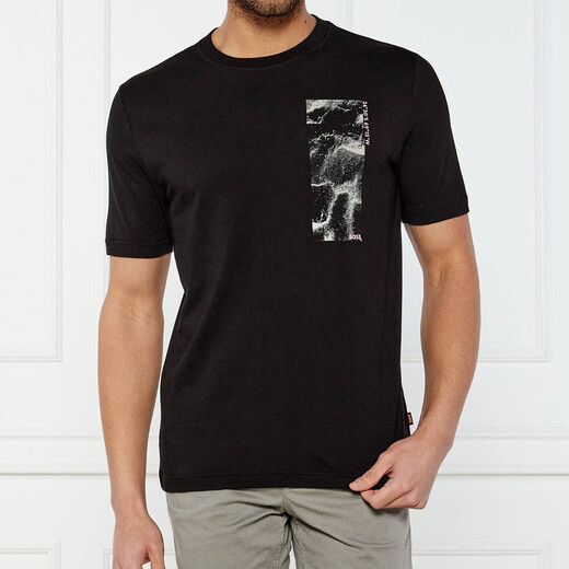 Hugo Boss 橙标 男士时尚印花休闲短袖圆领T恤 50539179 10254276 粉色 694 XL