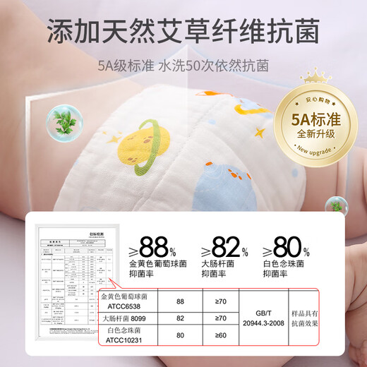 煦凛德国尿布可水洗新生儿纯棉隔尿纱布婴儿尿介子夏天宝宝裤兜戒 卡通男宝5条装 1片装 S码 （0-3月）10斤以下