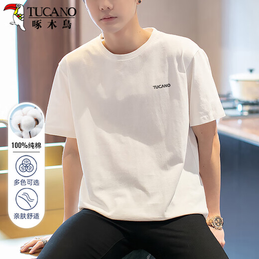 Woodpecker (TUCANO) short-sleeved T-shirt men's summer pure cotton round neck printed T-shirt casual versatile bottoming shirt clothes men's clothing