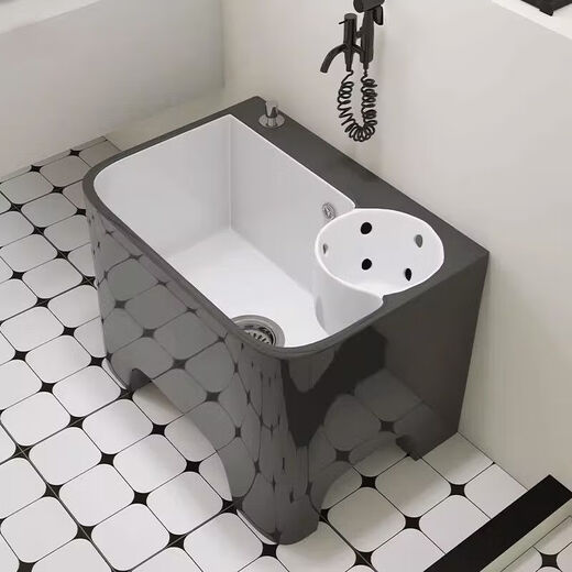 
Nordic gray household ceramic mop pool with drain basket mop pool new style balcony outdoor mop pool 11155*37*41 edge gray white