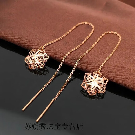 KERLA gold store style purple gold color gold snowflake ear wire fashion ins cool style Korean version rose gold rose gold snowflake ear wire 585 purple gold pair