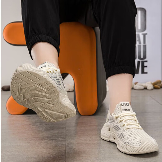 Changxiang Huili Running Men's Shoes Spring and Summer New Breathable Shoes Shoes Men's Student Outdoor Versatile Casual Sports Shoes FH-Saihang-9225 Beige 48