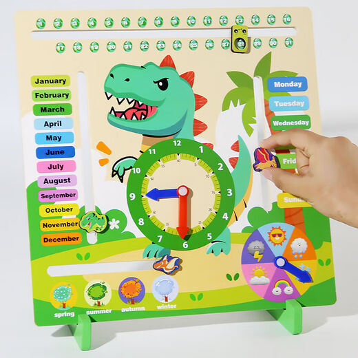 Shantoulin Village Montessori Kalender Uhr Unterricht AIDS Kinderwetter Kognition Board Datum Erkennungstabelle und Zeitpuzzlespielzeug 3 bis 6 Jahre altes Kalender Clock Board Englisch Board