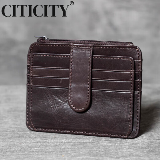 Citicity Light Luxury Brand Bag Men's Bag Card Bag de alta gama Tarra retro Top Capeta Retro Caquera Licencia de conducir Bolsa de billetera de múltiples tarjetas Café profundo