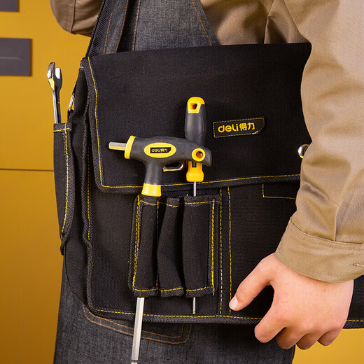Deli Electrician's Special Canvas Bag Installation Electrician's Bag Hardware Tools Wear-Resistant Thickened Shoulder Messenger Bag DL-P6