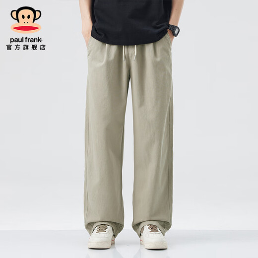 大嘴猴（paul frank）美式天丝薄款休闲裤男春夏季阔腿潮牌宽松直筒垂感运动工作裤子装 卡其色8388B【官方正品】 31 【建议130-140斤】