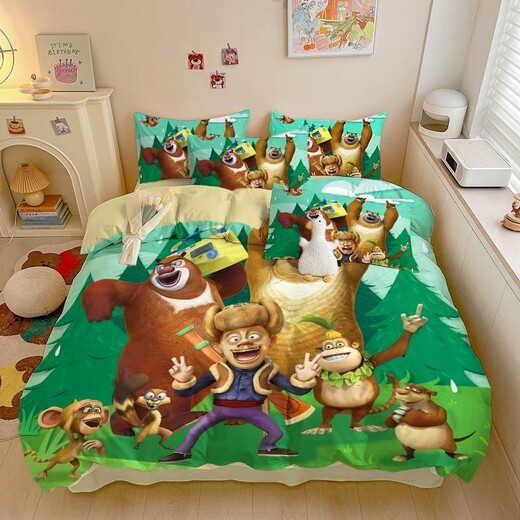 All-cotton cartoon cute bears appearing in children, boys and girls three-piece set student dormitory four-piece set customizable 3891V 135 bed (quilt cover 180220) four-piece set