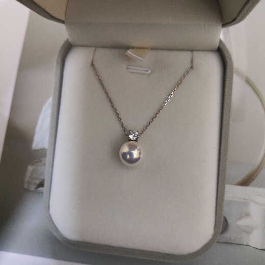Iosn925 sterling silver pearl pendant Aurora imitation Akoya pearl necklace Princess Diana single round sweater chain necklace s925 sterling silver imitation Akoya pearl pendant comes with box