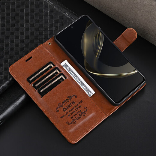AZNS 华为畅享70Pro手机壳翻盖式皮套CTR一AL20保护防摔5G前后全包软壳侧翻插卡钱包式复古商务男女款 畅享70Pro【黑色】