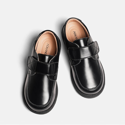 Okang okang chaussures pour enfants garçons chaussures en cuir 2025 printemps nouveau garçon sofle sole performance petit chaussures noires yinglun feng garçons chaussures