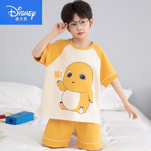 Disney Boys Pyjamas printemps et été coton pur Nezha 2025 Nouveaux shorts à manches courtes Boys minces pour enfants à domicile Children-691 175 L Taille (recommandée 160-165)